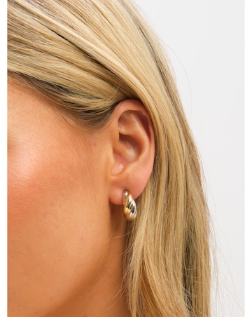 Jon Richard Two Tone Twist Hoop Earrings