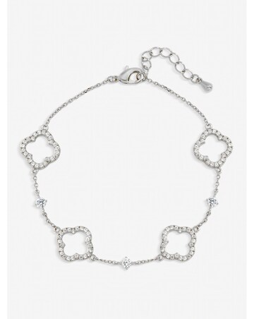 Jon Richard Silver Plated Pave and Crystal Open Clover Bracelet