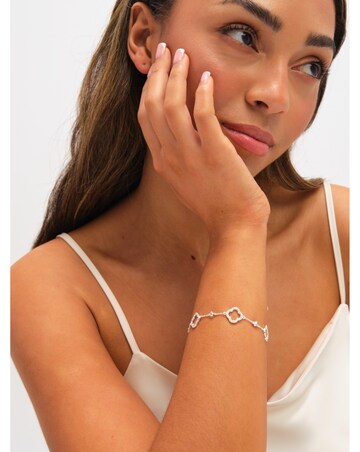 Jon Richard Silver Plated Pave and Crystal Open Clover Bracelet