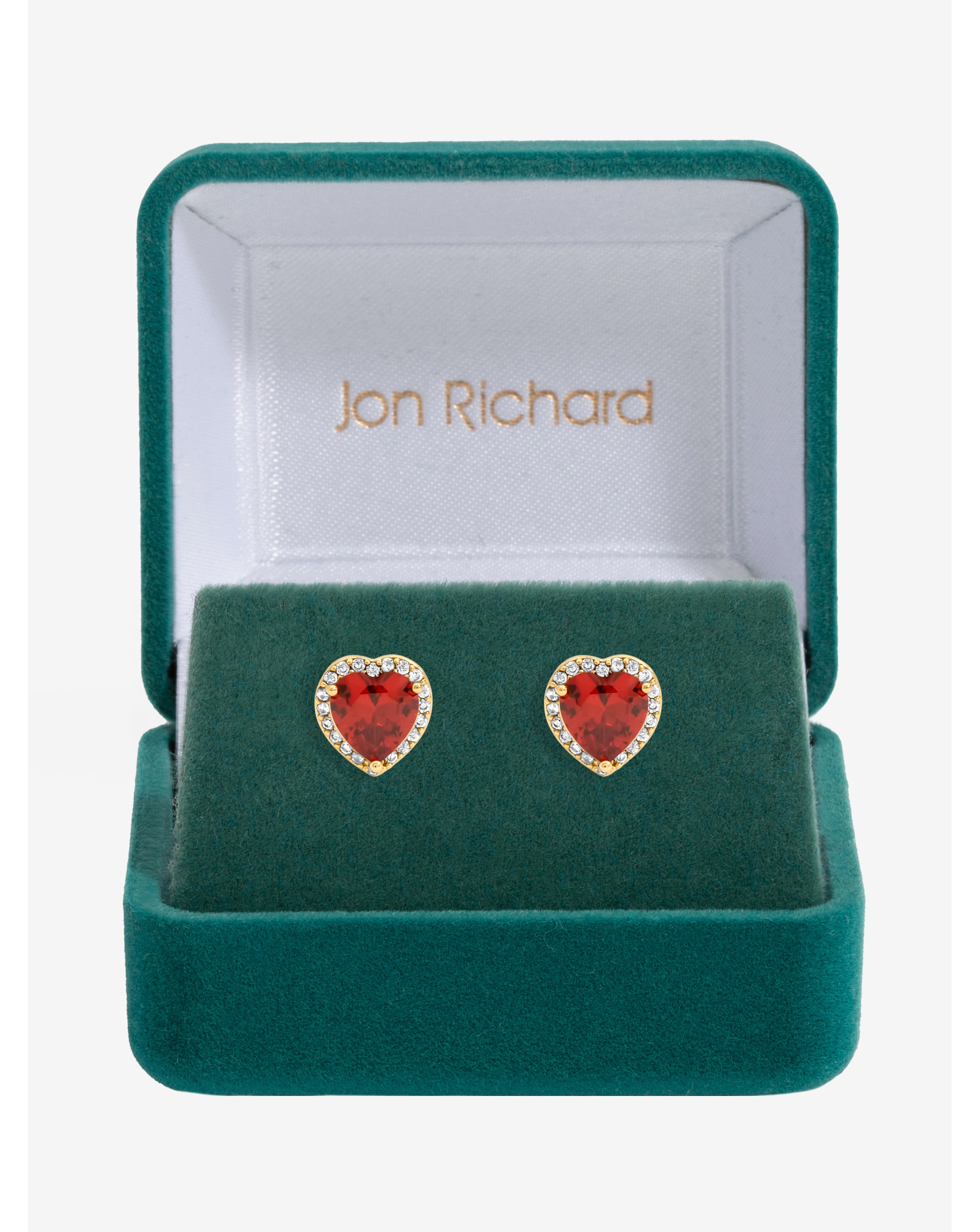 Gold Plated and Red Heart Earrings