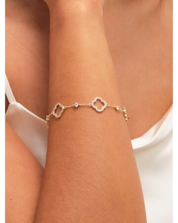 Jon Richard Gold Plated Pave and Crystal Open Clover Bracelet