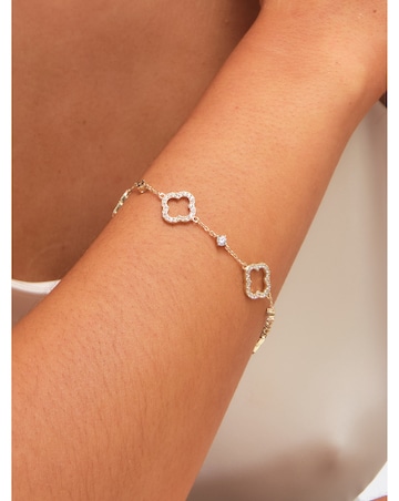 Jon Richard Gold Plated Pave and Crystal Open Clover Bracelet