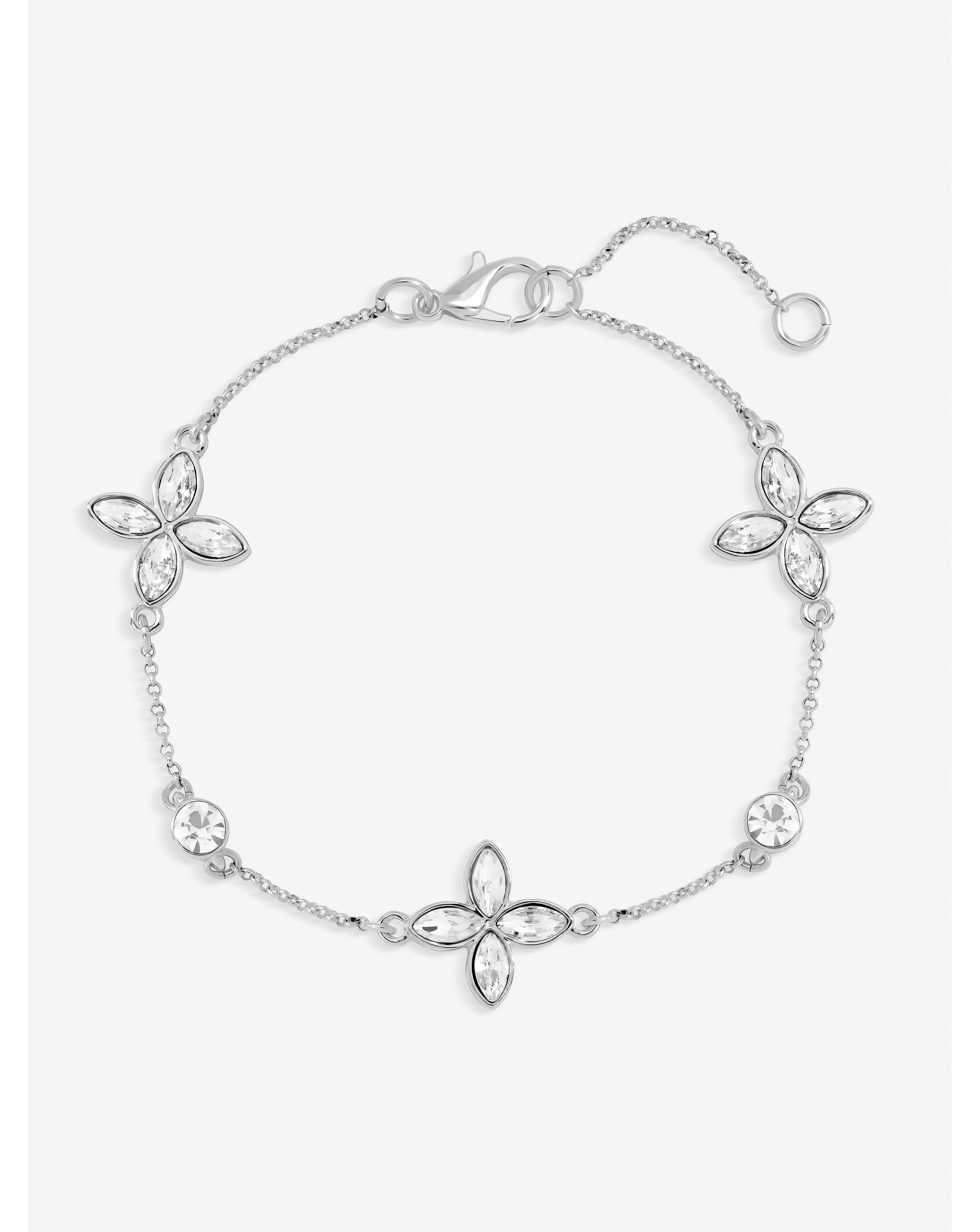 Silver Plated Crystal Clover Bracelet