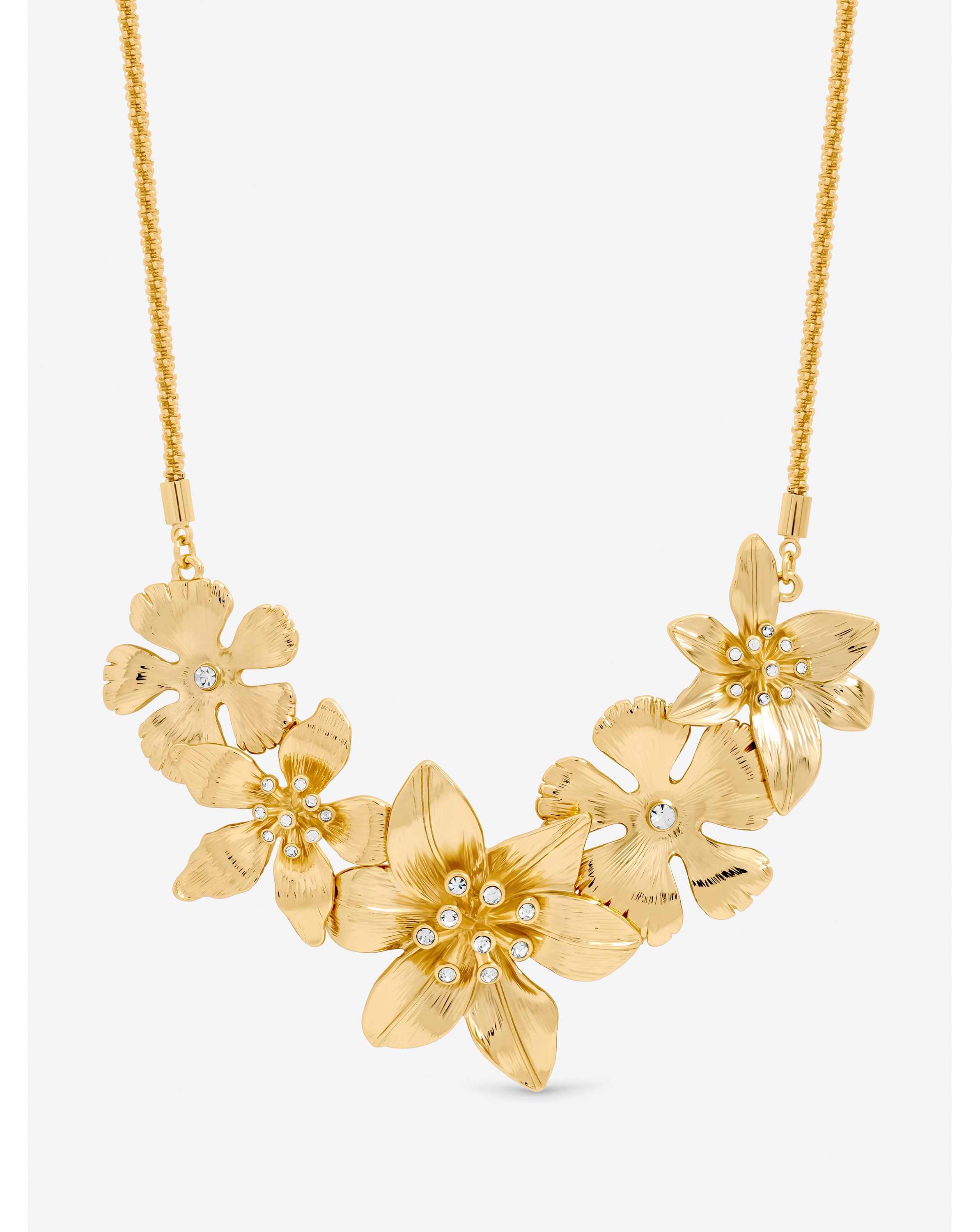 Gold Polished Statement Floral Necklace