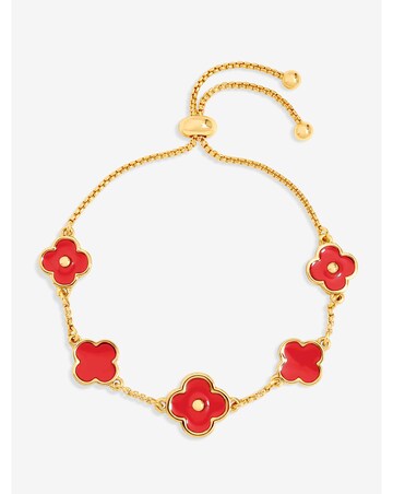 Mood Gold Plated and Coral Clover Bracelet