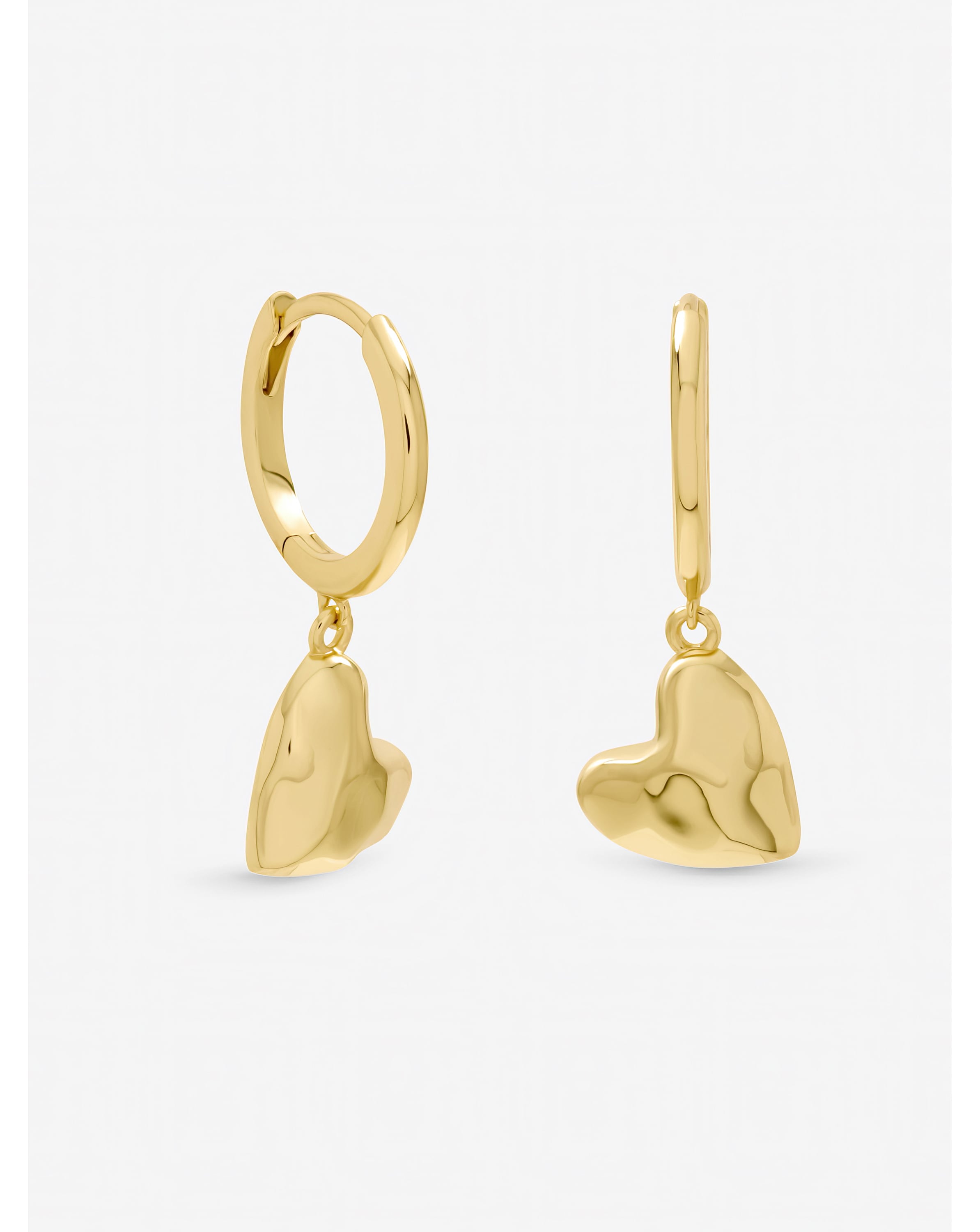 Gold Plated Molton Heart Huggie Earrings