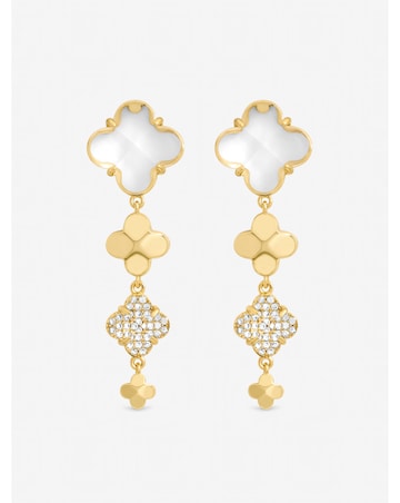 Jon Richard Gold Polished and Crystal Clover Earrings