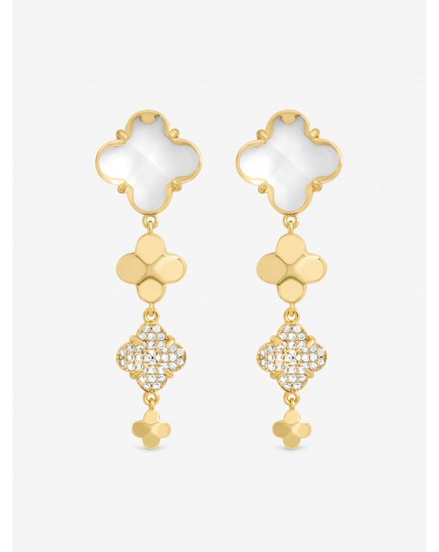 Jon Richard Gold Polished and Crystal Clover Earrings