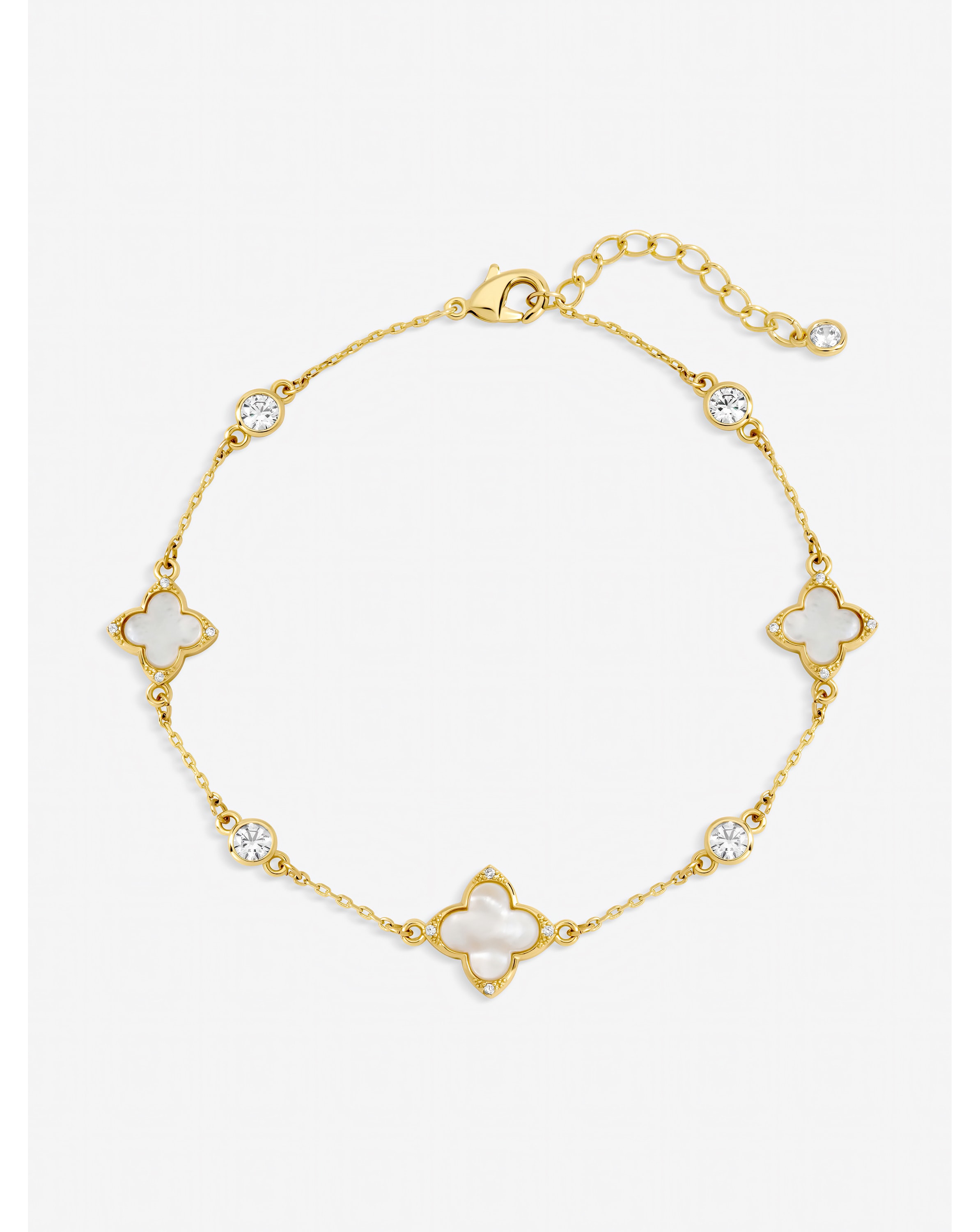 Gold Plated & Crystal Clover Bracelet