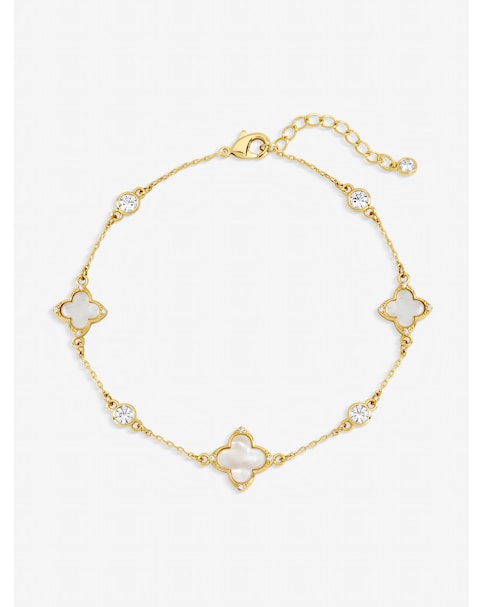 Jon Richard Gold Plated Mother of Pearl and Crystal Clover Bracelet