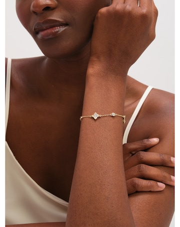 Jon Richard Gold Plated Mother of Pearl and Crystal Clover Bracelet