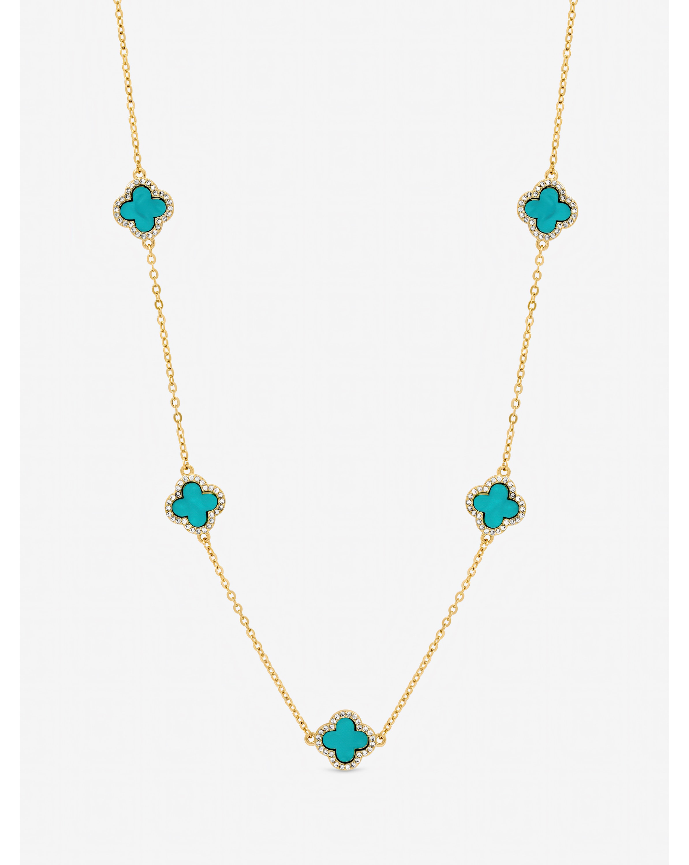 Gold Plated Turquoise Clover Necklace