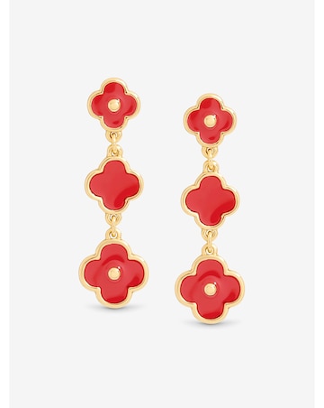 Mood Gold Plated and Coral Clover Drop Earrings