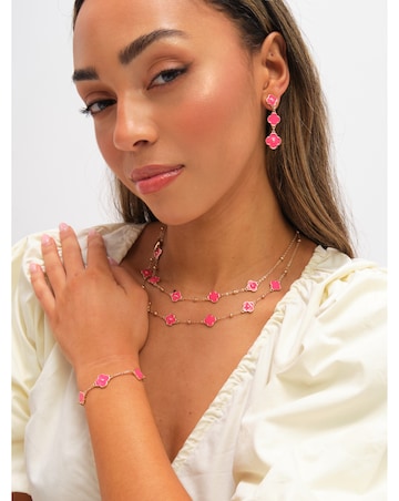 Mood Gold Plated and Coral Clover Drop Earrings