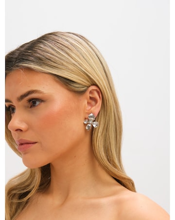 Jon Richard Silver Plated and Pearl Statement Flower Clip Earrings