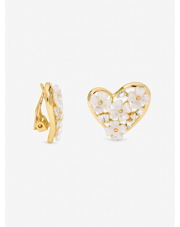 Jon Richard Gold Plated Floral Encrusted Heart Clip Earrings