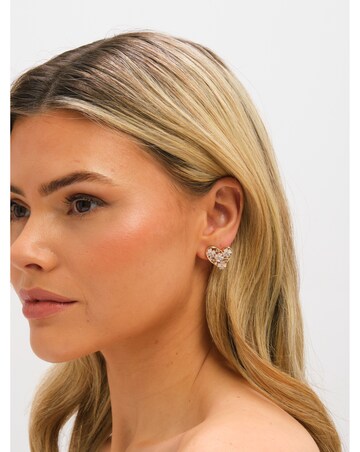 Jon Richard Gold Plated Floral Encrusted Heart Clip Earrings