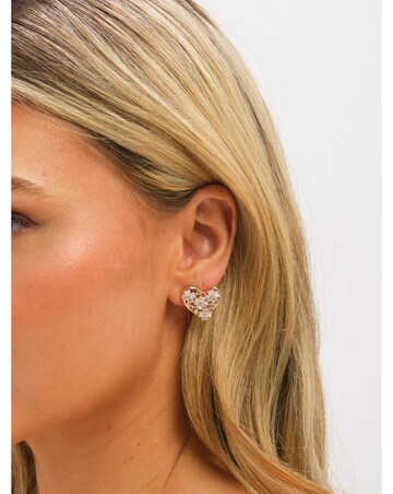 Jon Richard Gold Plated Floral Encrusted Heart Clip Earrings