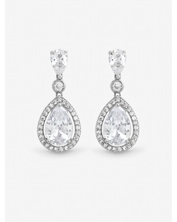 Jon Richard Rhodium Plated Cubic Zirconia Pear Drop Earrings
