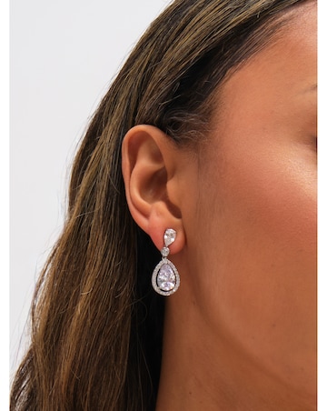 Jon Richard Rhodium Plated Cubic Zirconia Pear Drop Earrings