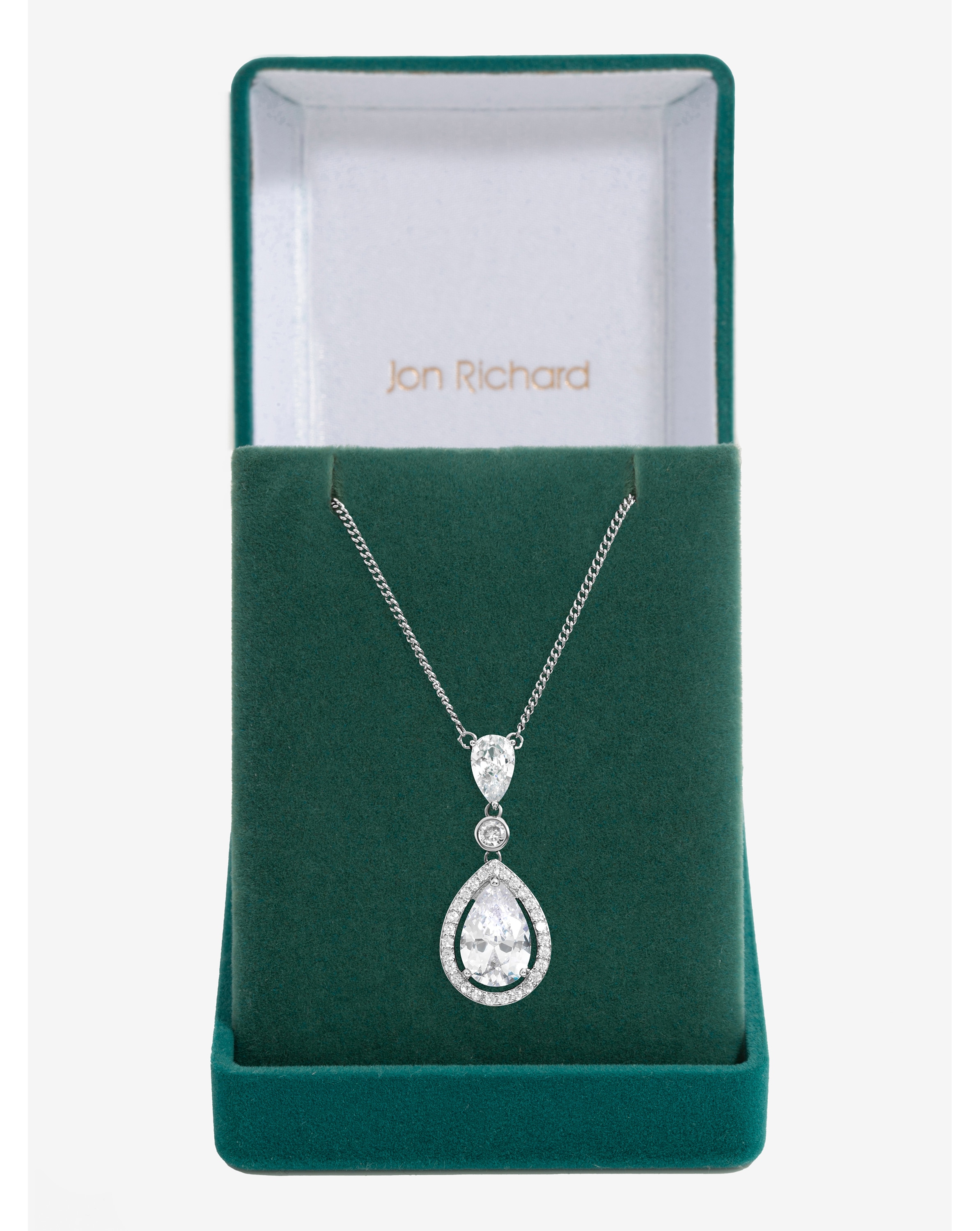 Rhodium Plated CZ Pendant Necklace