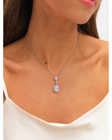 Jon Richard Rhodium Plated Cubic Zirconia Pendant Necklace