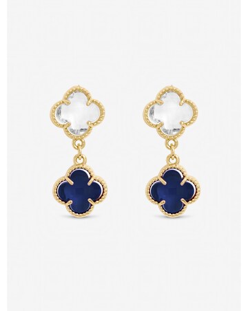 Jon Richard Silver Plated Sapphire and Crystal Clover Drop Earrings