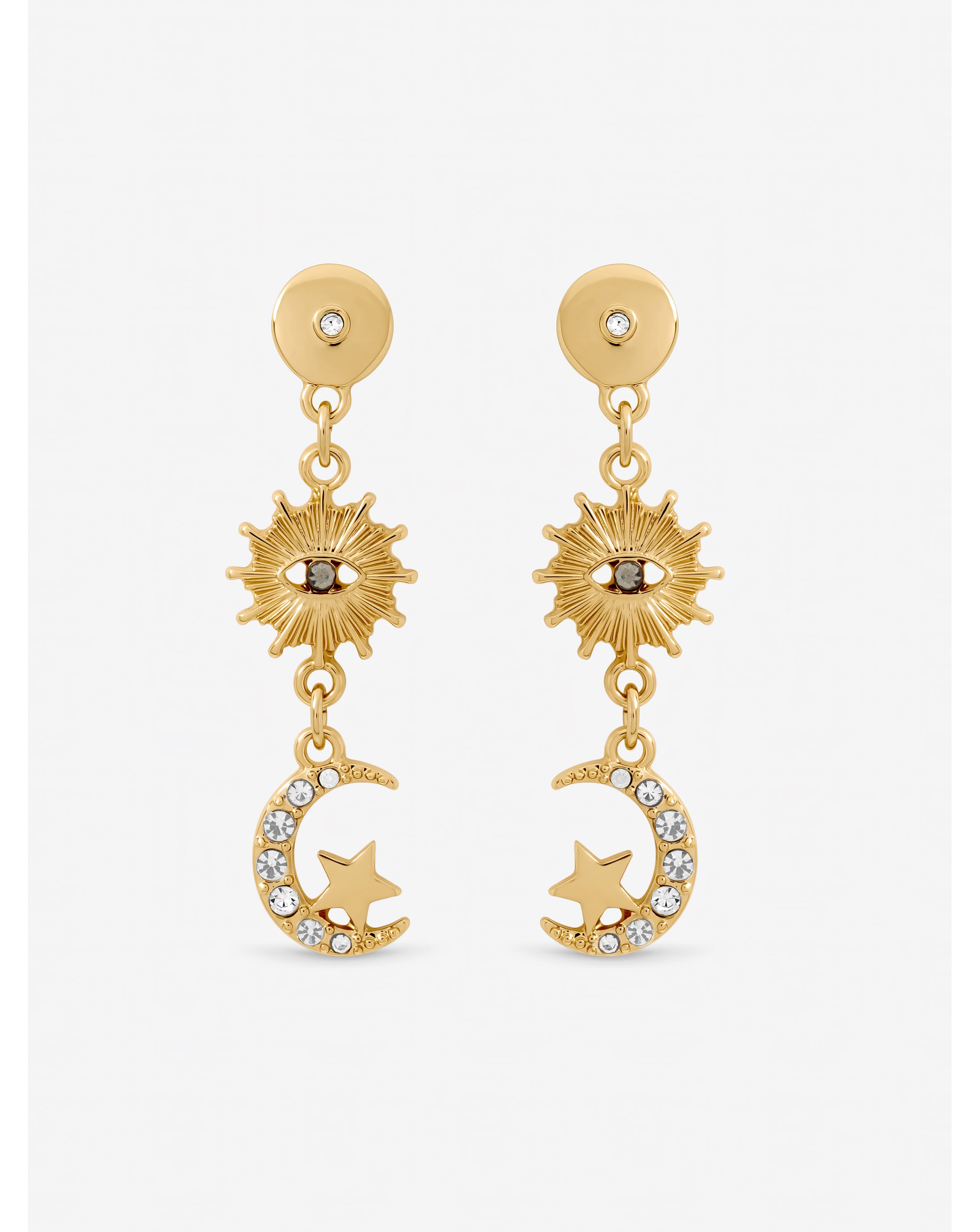 Gold Plated Evil Eye Celestial Earrings
