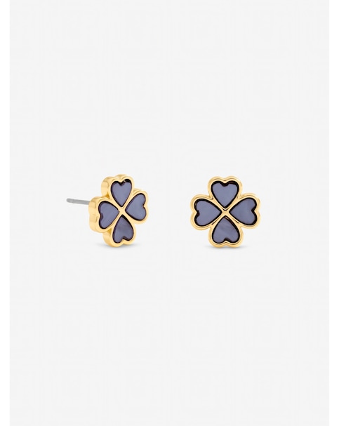 Jon Richard Gold Plated and Lilac Clover Heart Stud Earrings