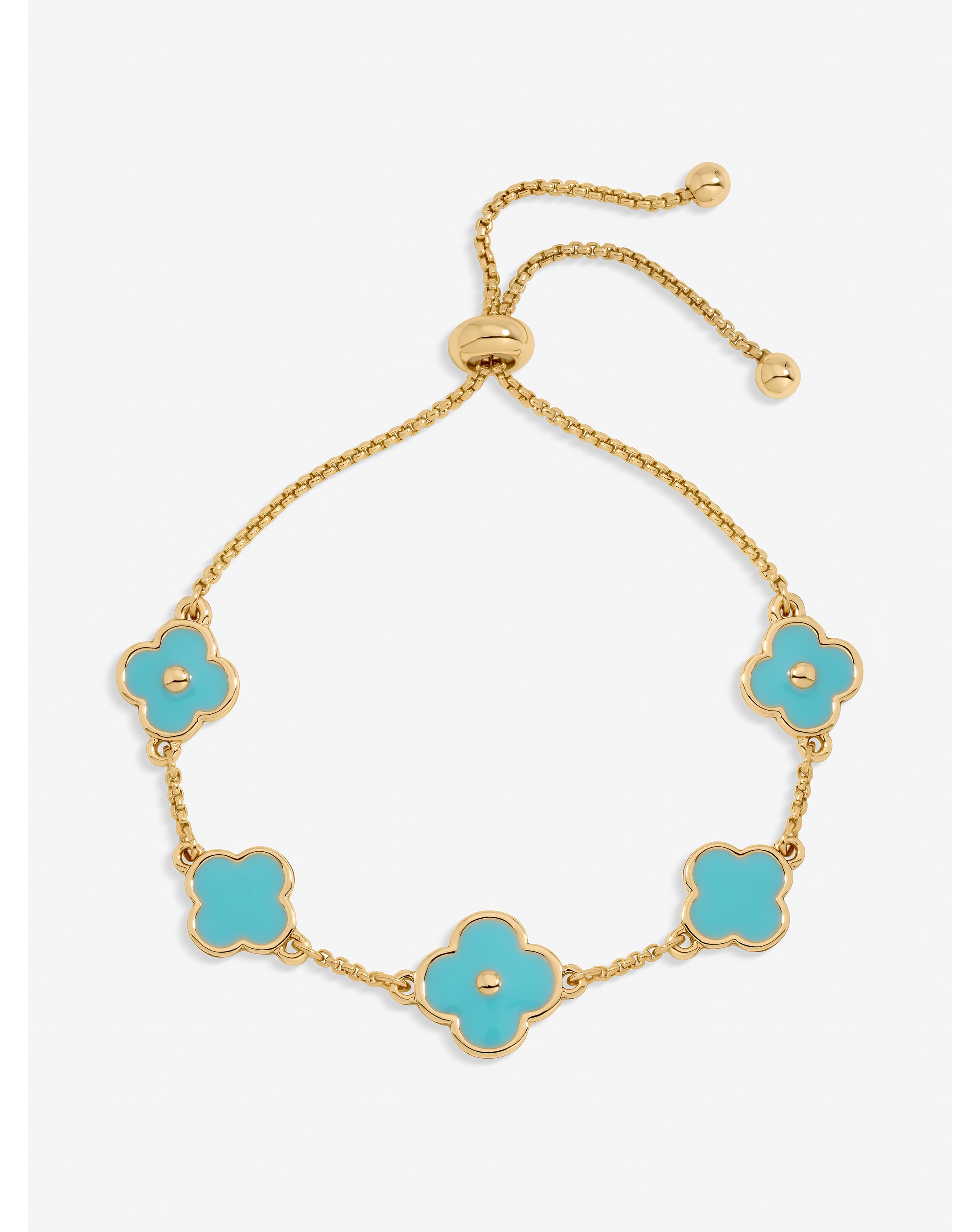 Gold Plated Turquoise Clover Bracelet