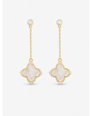 Jon Richard Gold Plated Mother of Pearl and Pearl Drop Clover Earrings