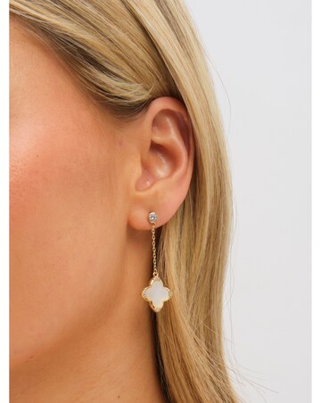 Jon Richard Gold Plated Mother of Pearl and Pearl Drop Clover Earrings