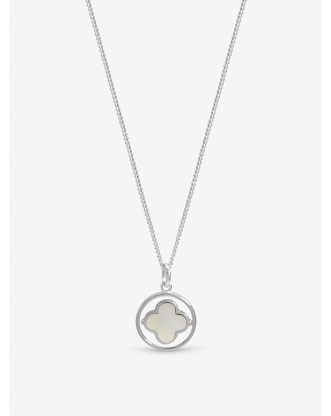 Inicio Sterling Silver Plated Mother of Pearl Clover Pendant - Gift Pouch