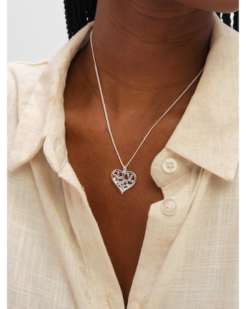 Inicio Sterling Silver Plated Polished Tree Of Love Pendant - Gift Pouch