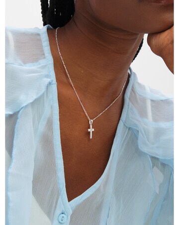 Inicio Sterling Silver Plated Polished Cross Pendant - Gift Pouch