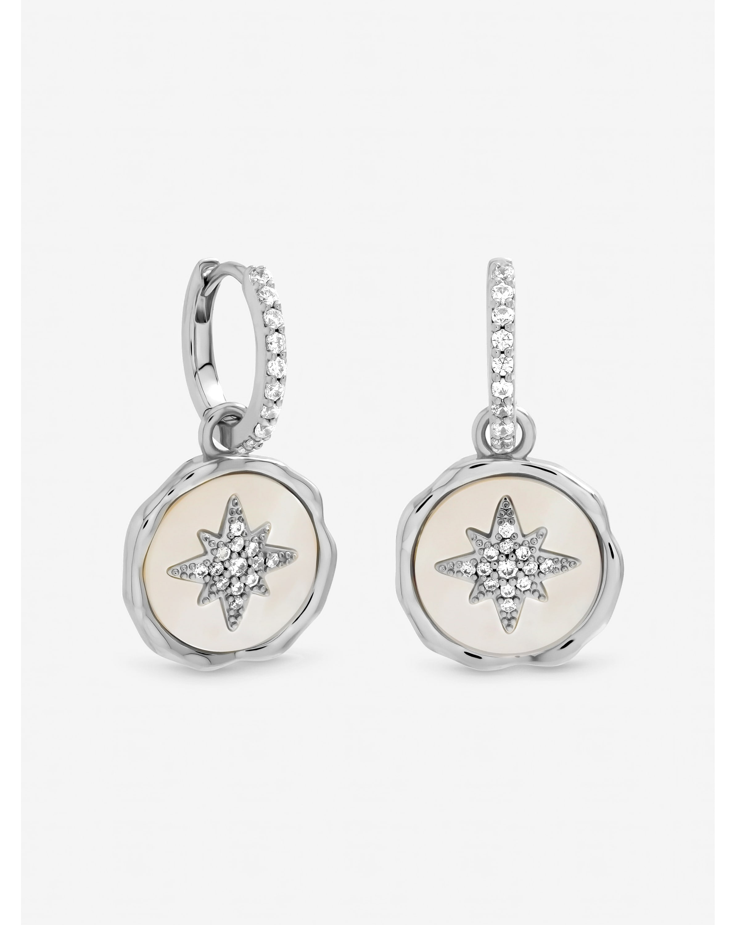 Mother of Pearl Celestial Charm Hoops