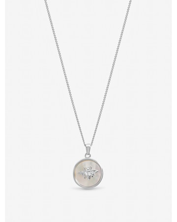 Inicio Sterling Silver Plated Mother Of Pearl Bumblebee Pendant - Gift Pouch