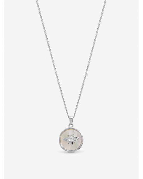 Inicio Sterling Silver Plated Mother Of Pearl Bumblebee Pendant - Gift Pouch