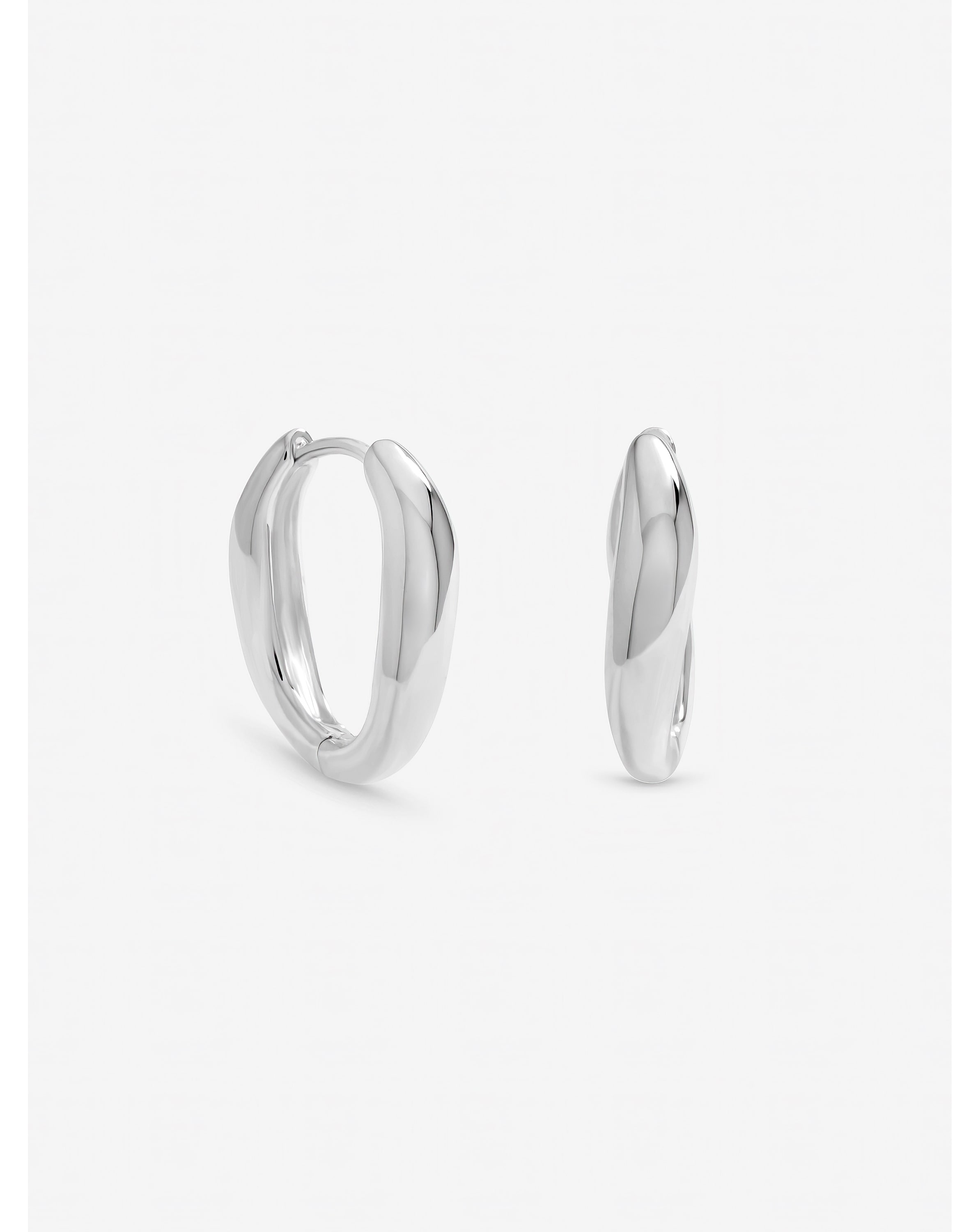 Silver Plated Fluid Twist Hoops