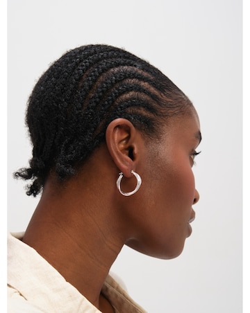 Inicio Sterling Silver Plated Polished Twist Hoop Earrings