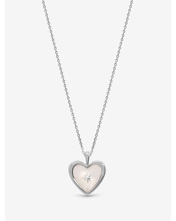 Inicio Sterling Silver Plated Mother of Pearl Heart Pendant - Gift Pouch