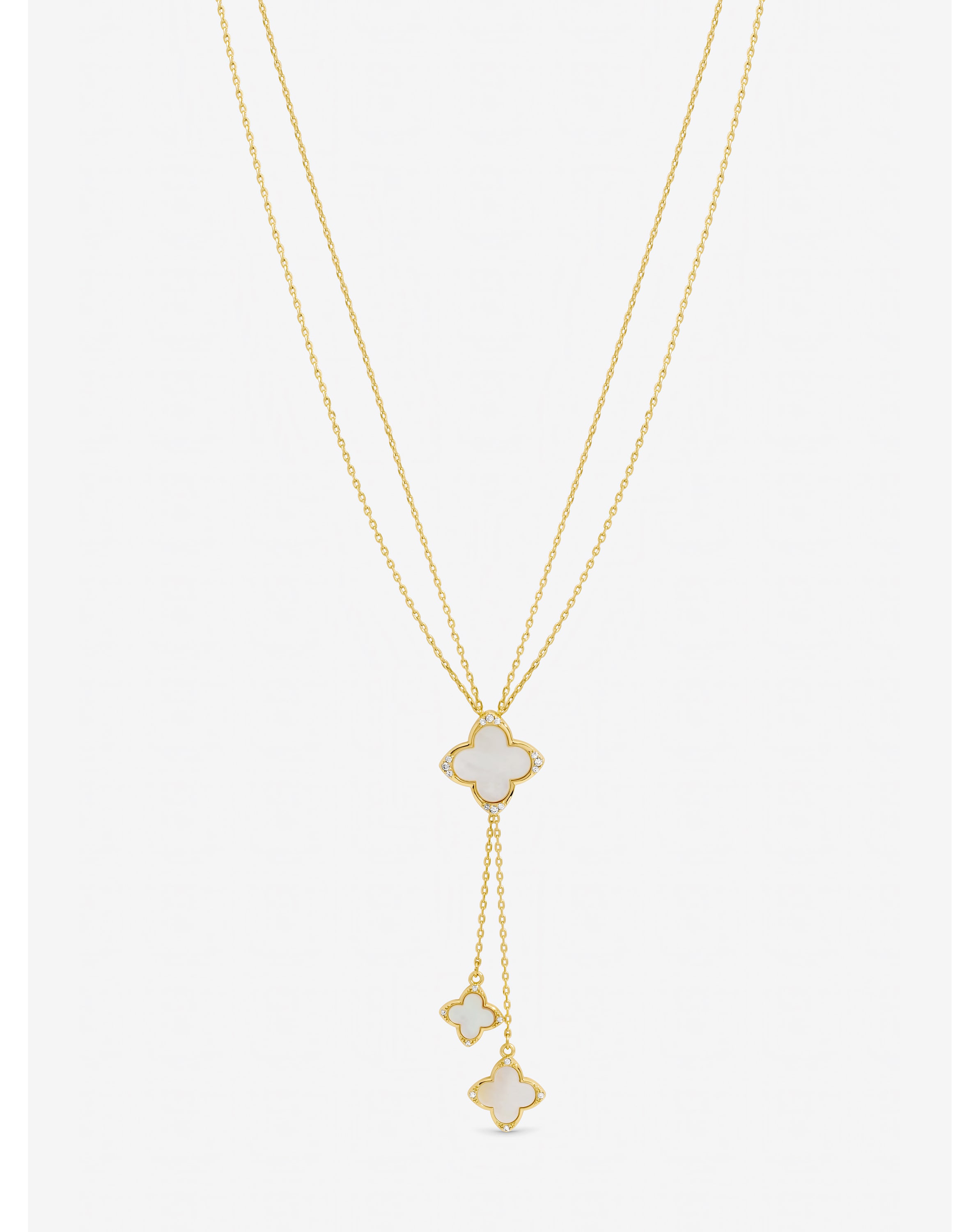 Gold Plated Crystal Clover Y-Necklace