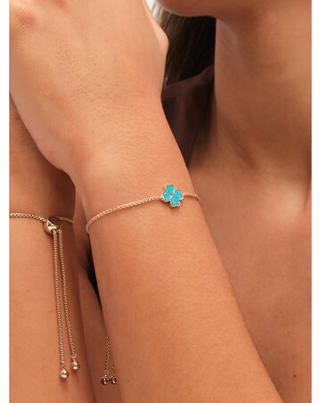 Jon Richard Gold Plated and Turquoise Enamel Heart Clover Toggle Bracelet