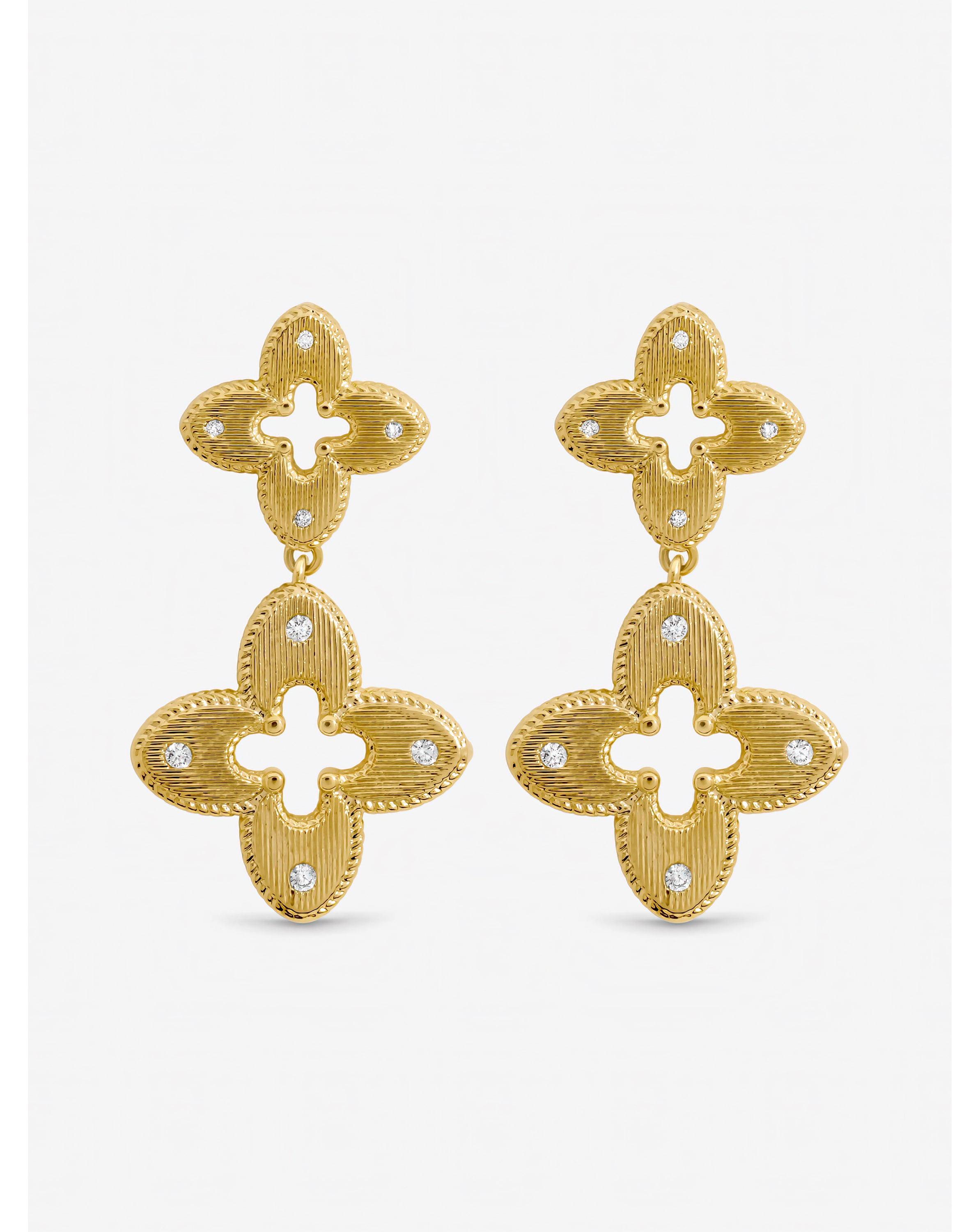 Gold Plated Crystal Clover Earrings