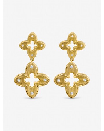 Jon Richard Gold Plated Textured Crystal Clover Earrings