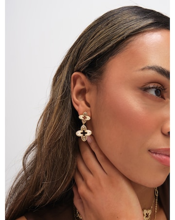 Jon Richard Gold Plated Textured Crystal Clover Earrings