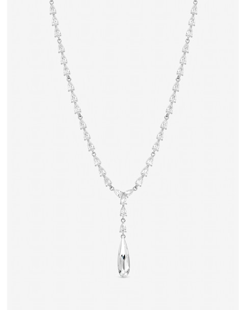 Jon Richard Rhodium Plated Linear Pear Drop Y-Necklace