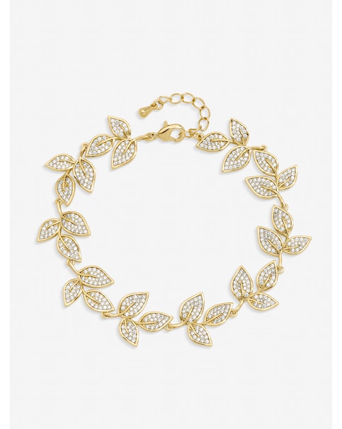 Jon Richard Gold Plated and Cubic Zirconia Leaf Bracelet