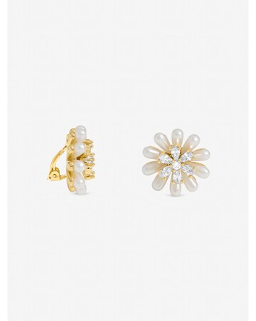 Jon Richard Gold Plated Pearl and Crystal Flower Clip Earrings