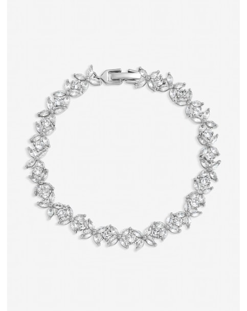 Jon Richard Rhodium Plated Cubic Zirconia Floral Bracelet